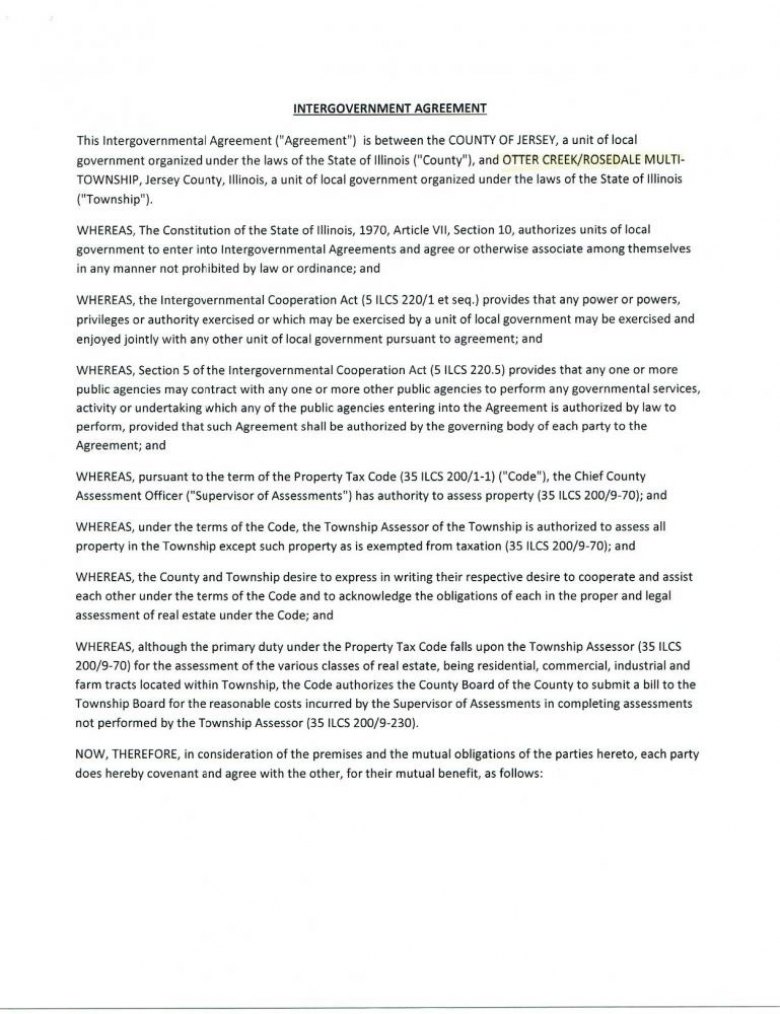 Otterville/Rosedale Townships Intergovernmental Agreement Pg. 1